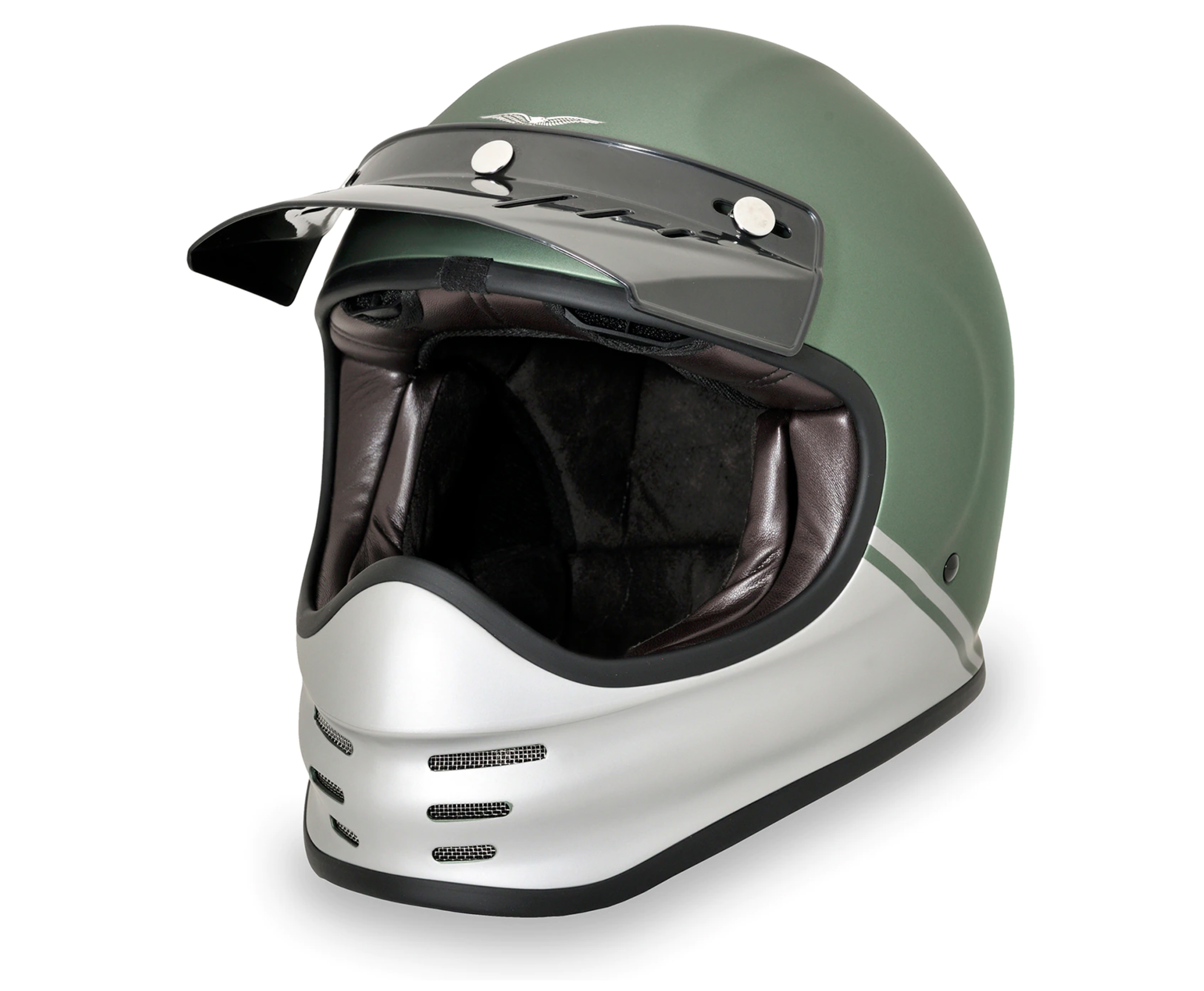 Moto Guzzi Adventure Vintage Helmet - green / silver matt | XS